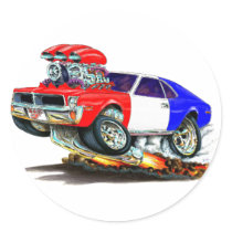 AMC Javelin RedWhiteBlue Car Round Stickers