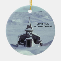 Amchika Island WW II Church in Winter Christmas Tree Ornament