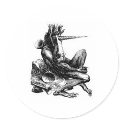 Amdusias-Demon Round Sticker by Tower_of_Shadows
