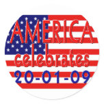 AMERICA Celebrates Barack Obama Presidency Round Stickers