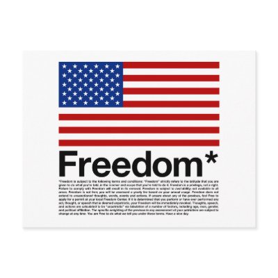 America: Freedom terms and conditions Post Cards by strk3