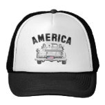 AMERICA Pick-up Truck Dog & US Flag Trucker Hat