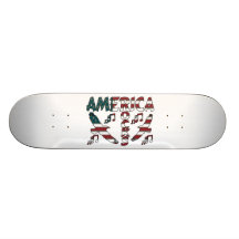 America Rocks With Eagles & Musical Notes Skateboard Deck
