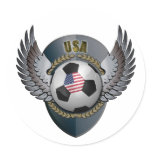 America Soccer Crest Round Stickers