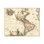 America vintage Map 1670 wrapped canvas Canvas Print