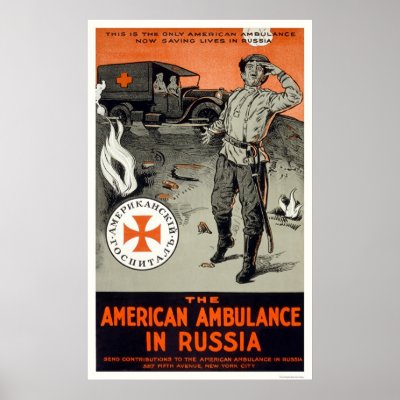 American ambulance in Russia Posters by lc_wpa