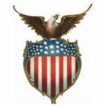 American Bald Eagle, stars & stripe atop of shield photo sculptures