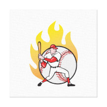 American Baseball Player Batting Ball Stretched Canvas Print