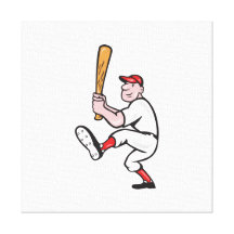 American Baseball Player Batting Cartoon Canvas Print