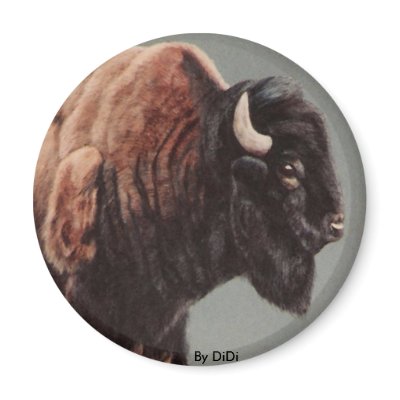 American Bison painting By DiDi Fridge Magnets by DiDi_Higginbotham