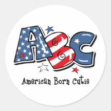 American Born Cutie Round Sticker
