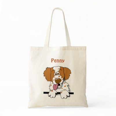 American Brittany Cute Cartoon Dog  Personalised Tote Bags by alinaspencil