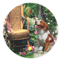 American Brittany Spaniel Art Gifts Round Sticker