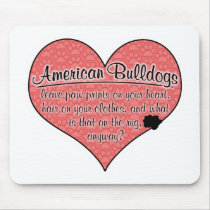 American Bulldog Paw Prints Dog Humour Mousepad