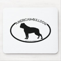 American Bulldog Silhouette Black Mousepad