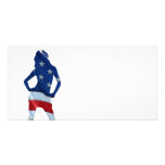 American cheerleader on any colour custom photo card