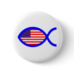 American Christian Fish Symbol Flag Buttons