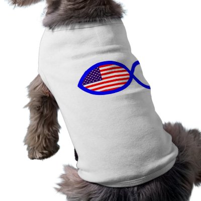 American Christian Fish Symbol Flag Dog T-shirt by ChristianFish