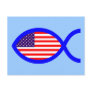 American Christian Fish Symbol Flag Post Cards