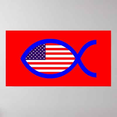 American Christian Fish Symbol Flag Posters by ChristianFish