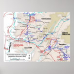 American Civil War Franklin Nashville Campaign Map Poster