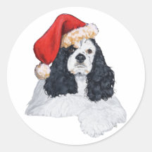 American Cocker Spaniel Christmas Round Stickers