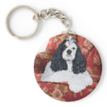 American Cocker Spaniel in Red Chair Key Chain