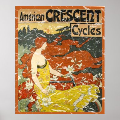 American Crescent Cycles - distressed Print by vintageurban