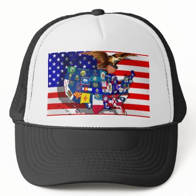 American Eagle US flag USA states Mesh Hat by Funkart