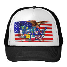 American Eagle US flag USA states Mesh Hat