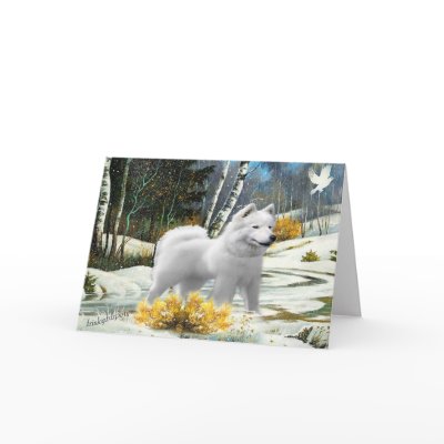 American Eskimo A Winter Scene cards by friskybiz