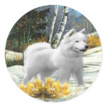 American Eskimo A Winter Scene cards stickers