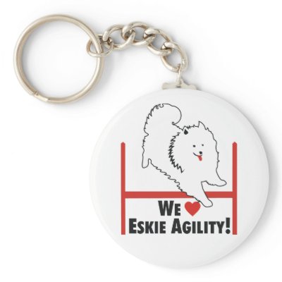 American Eskimo Agility Love Keychains by NickerStickers