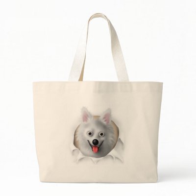 American Eskimo Busting Out Tote Bags by cartoondogs