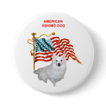 AMERICAN ESKIMO DOG-AMERICAN FLAG buttons