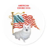 AMERICAN ESKIMO DOG-AMERICAN FLAG stickers