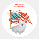 AMERICAN ESKIMO DOG-AMERICAN FLAG STICKERS