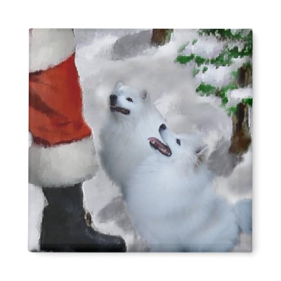 American Eskimo Dog Christmas Gifts Refrigerator Magnets by DogsByDezign