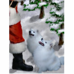 American Eskimo Dog Christmas photo sculptures
