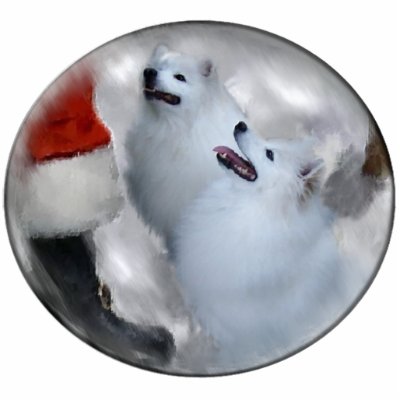 American Eskimo Dog Christmas Acrylic Cut Outs by DogsByDezign
