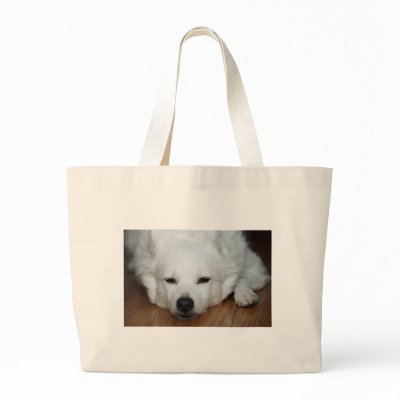 American Eskimo Dog Face Tote Bags by eMotivPhotography
