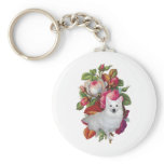 American Eskimo Dog Floral Key Chains
