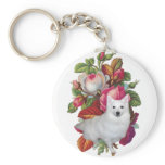 American Eskimo Dog Floral Keychain
