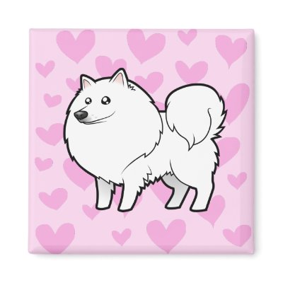 American Eskimo Dog / German Spitz Love Refrigerator Magnet by CartoonizeMyPet