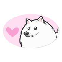 American Eskimo Dog / German Spitz Love Oval Stickers