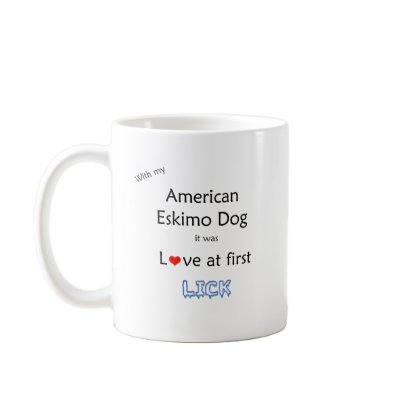 American Eskimo Dog Lick Design Coffee Mug by GreyWolfCreation