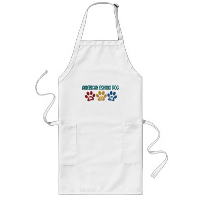AMERICAN ESKIMO DOG MOM Paw Print Aprons by poochloverstuff