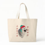 American Eskimo Dog Santa Paws Canvas Bags