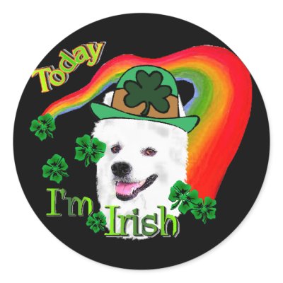 American Eskimo Dog St Patricks Round Sticker by DogsByDezign