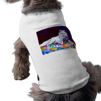 American Eskimo Dog Sweater Dog Tshirt by Dogartist